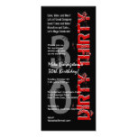 DIRTY THIRTY Birthday Party Black White Red Tall Custom Invite