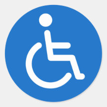 Disabled sign or handicapped symbol blue and white sticker