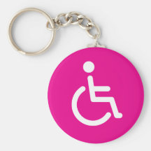 Disabled symbol or pink handicap sign for girls keychains