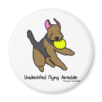 Disc Dog Airedale Terrier Refrigerator Magnets
