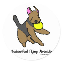 Disc Dog Airedale Terrier Round Stickers