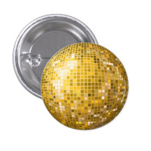 Disco Ball Gold Button