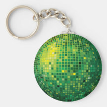 Disco Ball Green Keychain