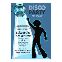 Disco Party Birthday Invitations