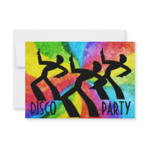 Disco Party - Dancing People and Rainbow Swirls Personalized Invites