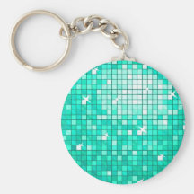 Disco Tiles Aqua keychain round