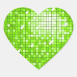 Disco Tiles Green sticker heart
