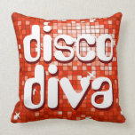 Disco Tiles Red 'disco diva' throw pillow