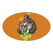 Disgusting Evil Clown Oval Stickers