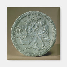 Dish depicting herdsman, goats and dog refrigerator magnets