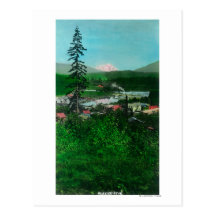 Distant View of Glacier Peak and Town Postcards