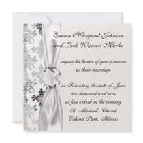 distressed black white intricate damask custom invite