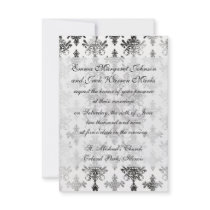 distressed black white intricate damask invite