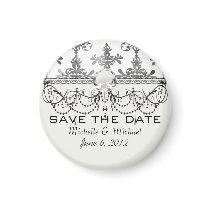 distressed black white intricate damask fridge magnet