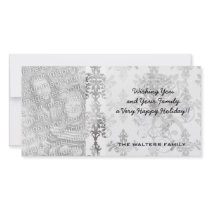 distressed black white intricate damask customized photo card