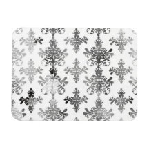 distressed black white intricate damask rectangle magnets