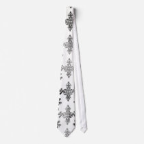 distressed black white intricate damask neckwear