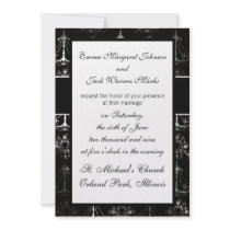 distressed chandelier black white custom announcements