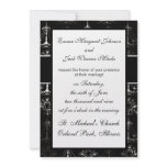 distressed chandelier black white invitations