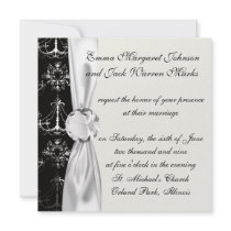 distressed chandelier black white custom invitation