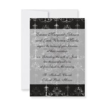 distressed chandelier black white personalized announcement