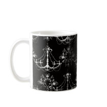 distressed chandelier black white mug