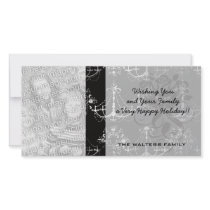 distressed chandelier black white customised photo card