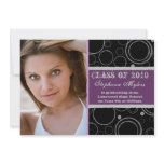 Distressed circles purple graduation announcement invitations