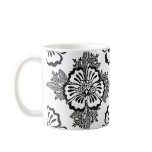 Distressed damask floral hibiscus silhouette coffee mugs