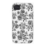 Distressed damask floral rose branch silhouette 4S Vibe iPhone 4 Case