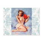 Distressed Damask Pinup postcard