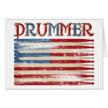 Distressed Drum Stick USA Flag Drummer Tees Gifts Card