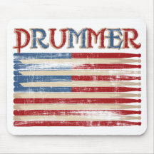 Distressed Drum Stick USA Flag Drummer Tees Gifts Mouse Mats