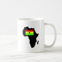 Distressed Ghanian flag and African Silhouette Coffee Mug