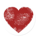 Distressed Heart Round Stickers