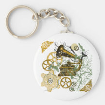 Distressed Look Steampunk Design Keychain