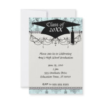 distressed lovely soft blue damask personalized announcement