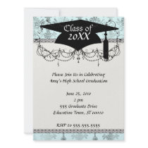 distressed lovely soft blue damask custom announcements