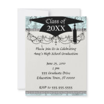 distressed lovely soft blue damask personalised invites