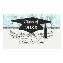 distressed lovely soft blue damask rectangular sticker