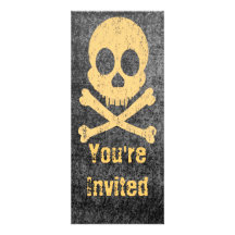 Distressed Orange Skull Invitations