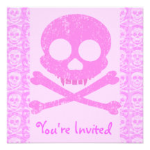 Distressed Pink Skull Invitations