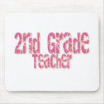 Distressed Pink Text 2nd Grade Teacher Mouse Mats