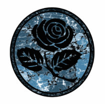 Distressed Rose Silhouette Cameo - Blue