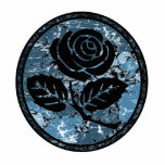 Distressed Rose Silhouette Cameo - Blue photo sculptures