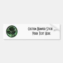 Distressed Rose Silhouette Cameo - Green Bumper Stickers