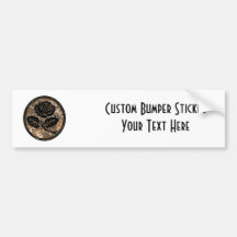 Distressed Rose Silhouette Cameo - Orange Bumper Stickers