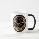 Distressed Rose Silhouette Cameo - Orange mugs