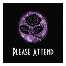 Distressed Rose Silhouette Cameo - Purple Custom Invite
