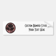 Distressed Rose Silhouette Cameo - Red Bumper Stickers